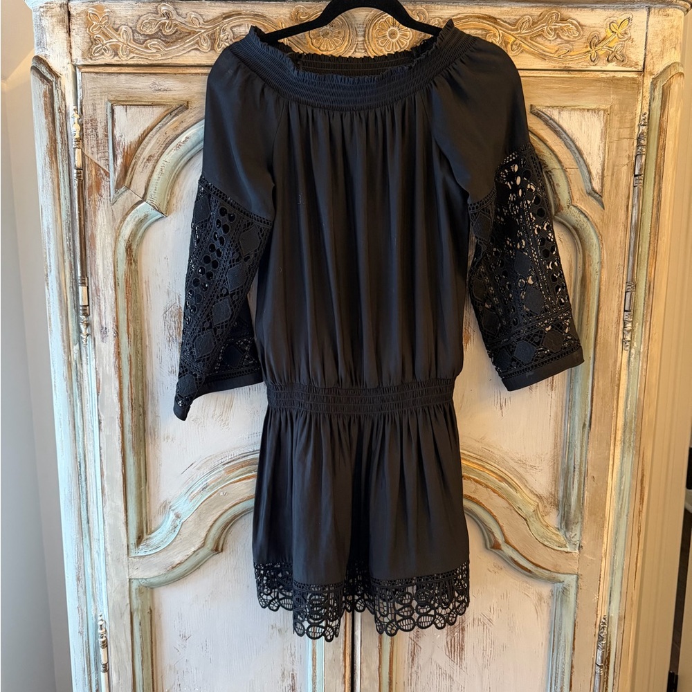 Ramy Brook Black Lace Sleeve Dress
